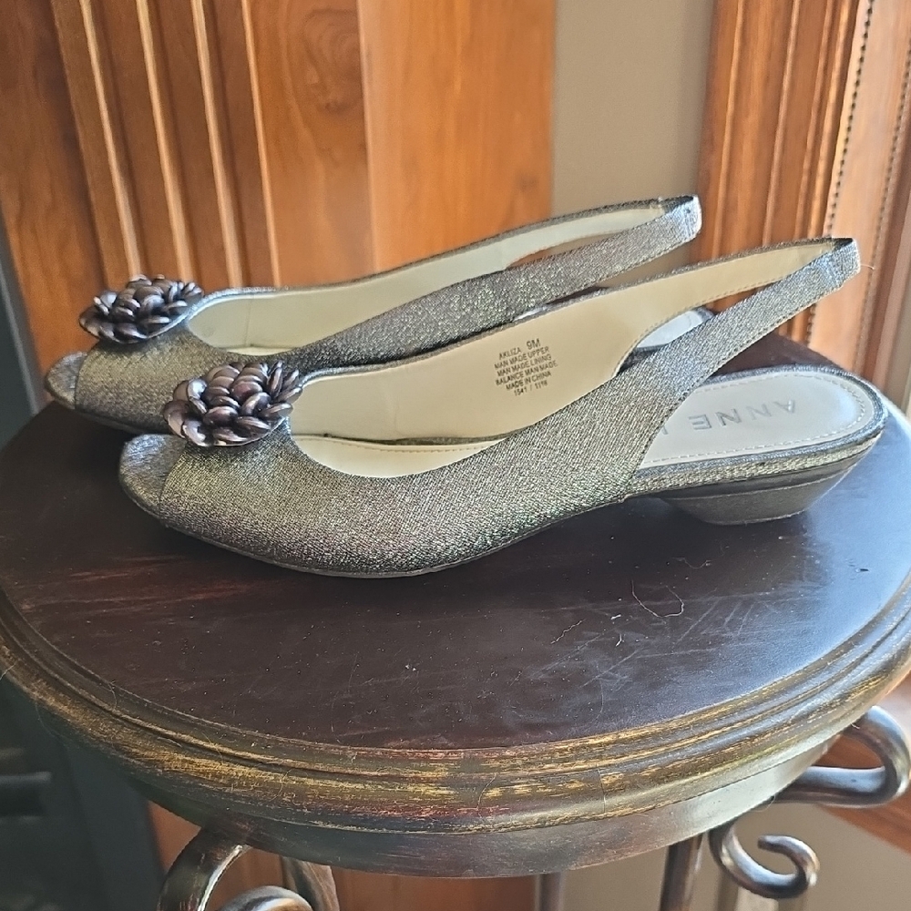 Anne Klein Silver Slingback Heels